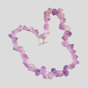 Hand Crafted Beautiful Natural Amethyst Nugget Healing Necklace
